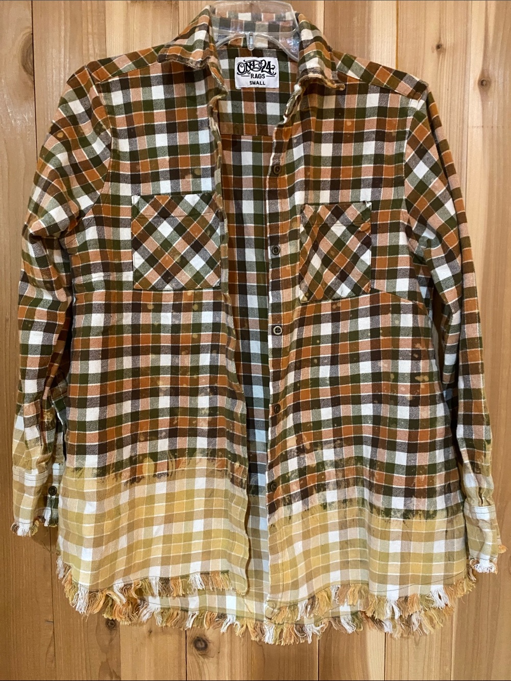 One 24 Rags Plaid Button-Down Flannel in Brown & Green